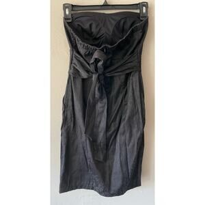 Snap womens strapless dress black with pockets size 6 knee length